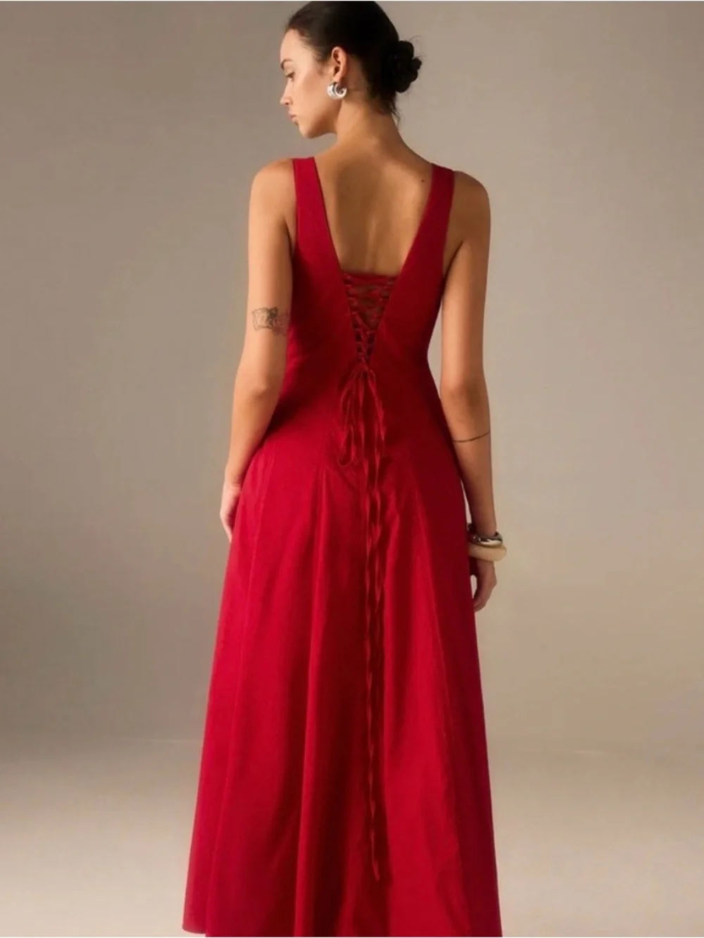 Commense Red Square-Neck Maxi Dress with pockets- brand new with tags never worn - Picture 3 of 7